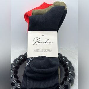 Bombas Men's Ribbed Calf Socks - Black, Red, Olive